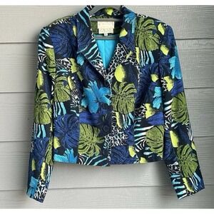 Vintage Cache' Blazer Jacket Womens Size 12 Dressy Career Art To Wear Crop Artsy